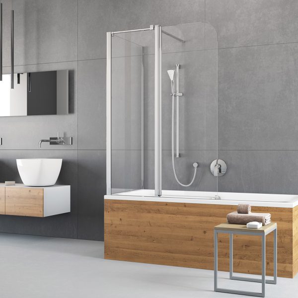 Duschkabinen Shop Badewannenaufsatz Basic zweiteilig mit Seitenwand